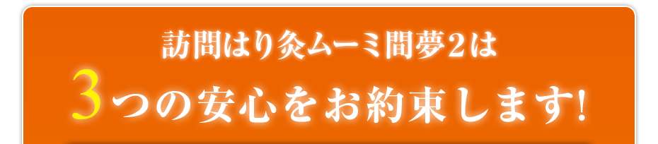 訪問はり灸ムーミ間夢２は3つの安心をお約束します!